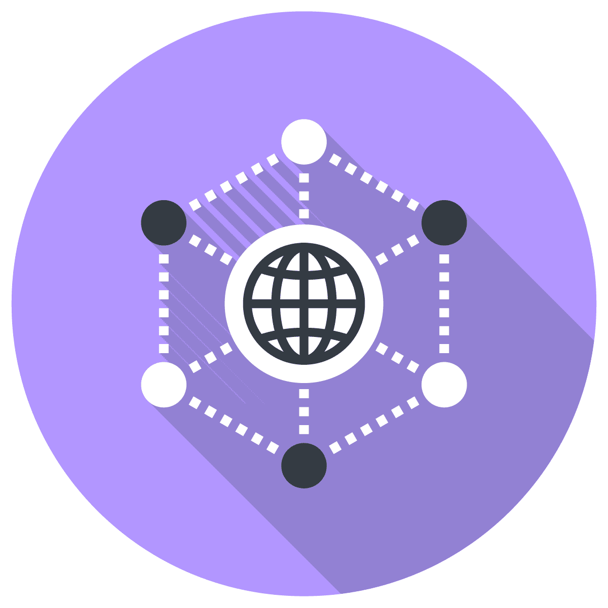 A purple circle with an icon in the middle that represents the connected web.