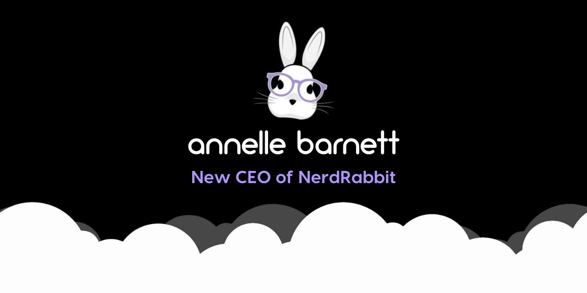 An image with text that reads, "Annelle Barnett New CEO of Nerdrabbit."