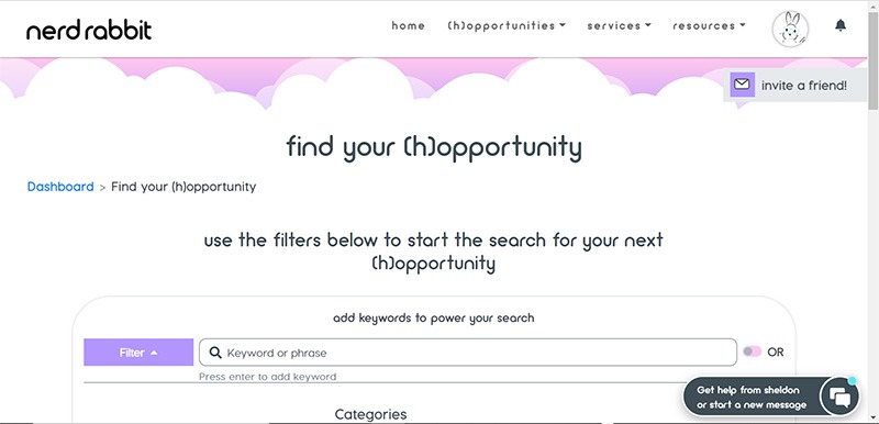 Screenshot of the Find Your (H)opportunity screen.