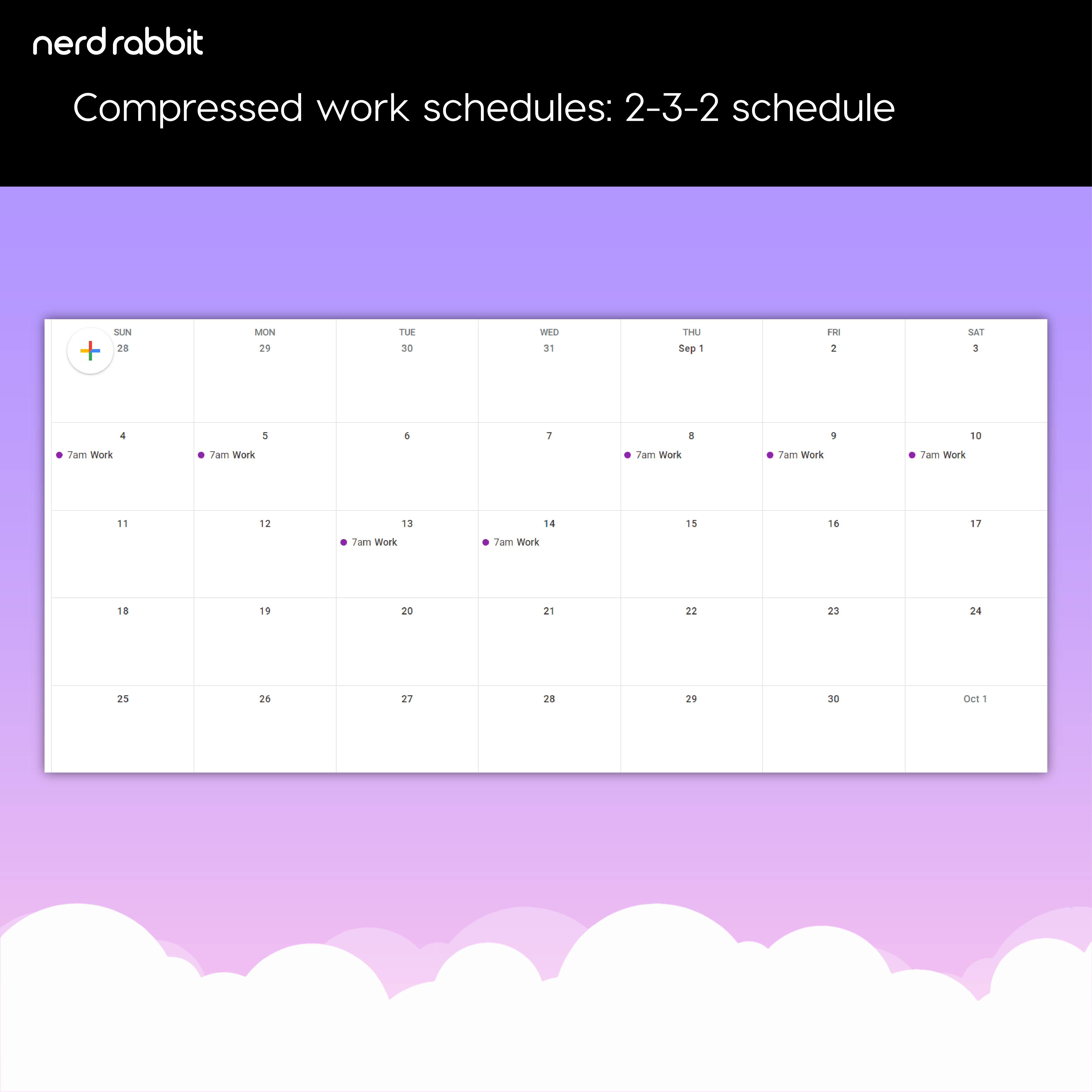 Picture of a 2-3-2 compressed work schedule.