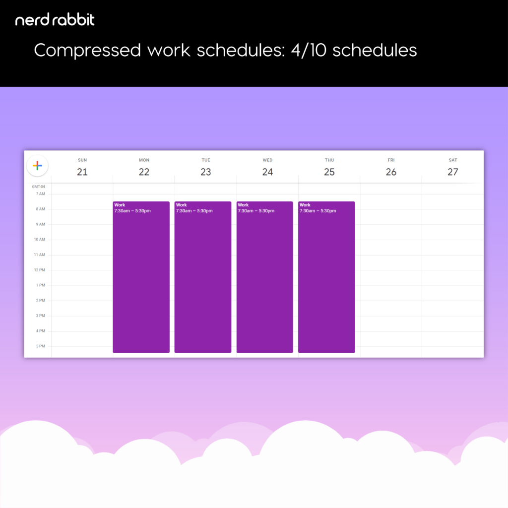 Picture of a 4/10 compressed work schedule.