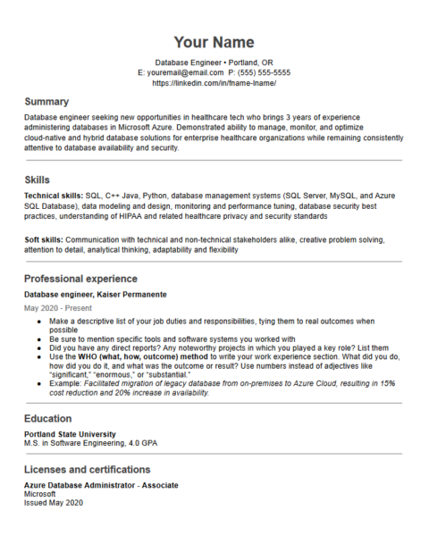 How to Write a Database Engineer Resume (With Sample) - NerdRabbit